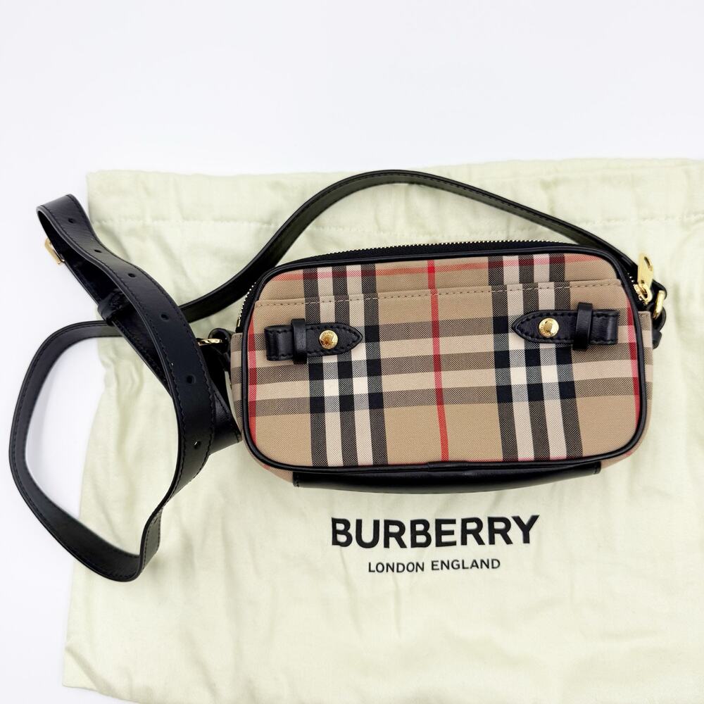 Burberry Vintage Check and Leather Mini Camera Bag Purse - Picture 3 of 15